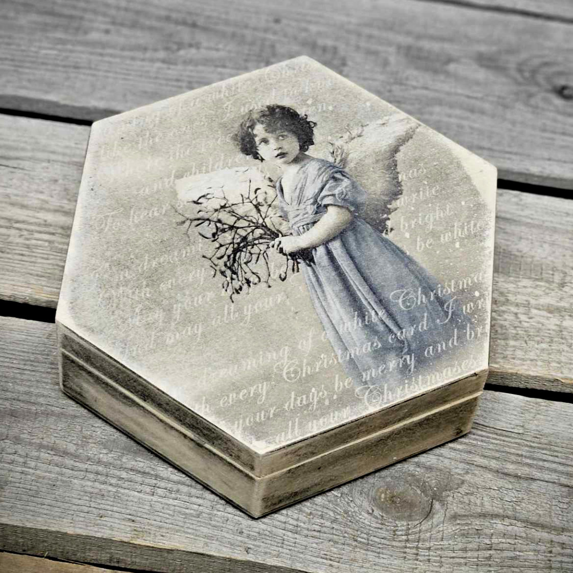handmade4u | Vintage Holzkästchen in Wabenform Holzbox Holzkiste Deko