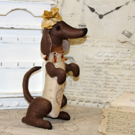 Vintage Stoffhund Tilda-Stil 36 cm