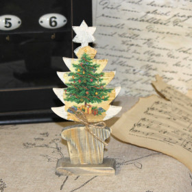 Vintage Holzaufsteller Tannenbaum 8x3x18cm Weihnachtsbaum