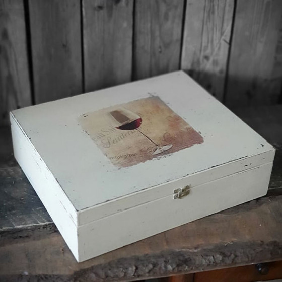 Vintage Weinholzkasten 36x30x10 cm