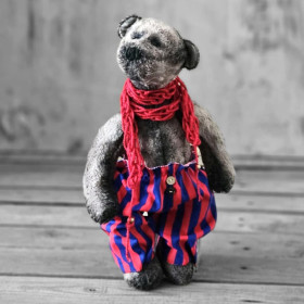 Vintage Künstlerbär m. Strickschal 34 cm