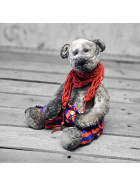 Vintage Künstlerbär m. Strickschal 34 cm