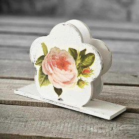 Vintage Serviettenhalter Blume 16x4,5x11cm Rose creme