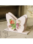 Vintage Serviettenhalter Schmetterling 16x4,5x11cm Rosen rosa