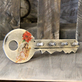 Vintage Hakenleiste Schlüssel 25x9,5x3,5 cm Modell 3