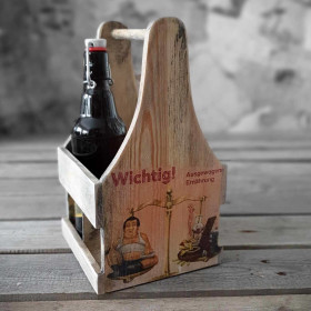 Vintage Flaschenständer für 4 Flaschen Holz...