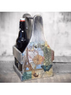 Vintage Flaschenständer für 4 Flaschen Holz Glasständer Flaschenhalter