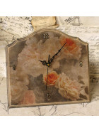 Vintage Uhr mit Uhrenwerk 29x27 cm Rosen