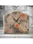 Vintage Uhr mit Uhrenwerk 29x27 cm Rosen