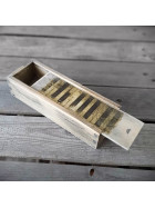 Vintage Holz Federkästchen 8x5,5x23cm Box Federmäppchen Federmappe Handarbeit handgefertigt