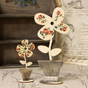 2er Set Vintage Blumen-Standdeko D6