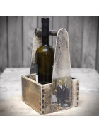Vintage Flaschenständer für 4 Weinflaschen Holz Glasständer Flaschenhalter
