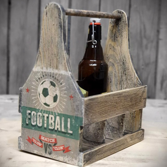 Flaschenständer für 6 Flaschen Holz Glasständer Flaschenhalter Football