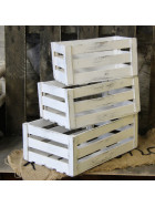 3 tlg Vintage Kistenset Holzkiste Kiste Kasten Holzkasten Obstkisten Weis Handarbeit