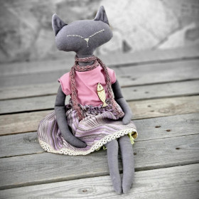 Design Künstlerkatze 52 cm Stoffkatze Dekokatze...